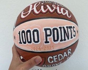 1000 Thousand Points - Record Break Milestone - Custom Basketball Hand Painted