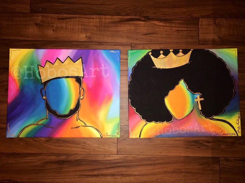Black King and Queen Wall Art Set Etsy
