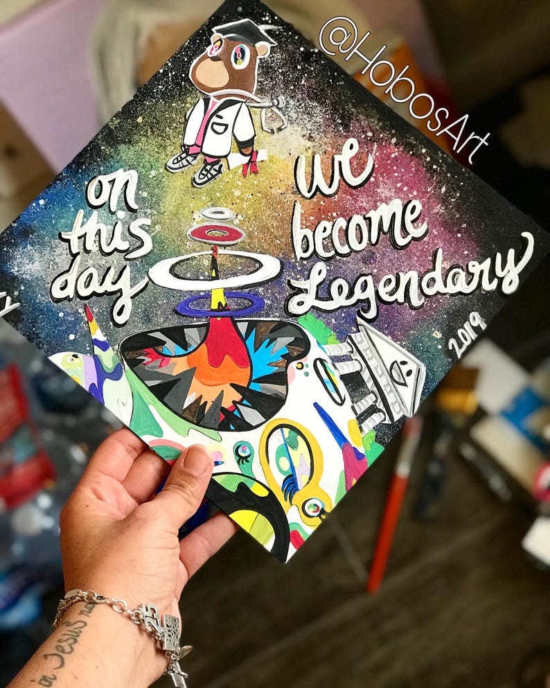 Men’s Hand-painted, Custom Graduation Caps, Cap Topper, Grad Cap for ...