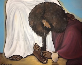 Woman Washing Jesus Feet Wall Art PRINTS