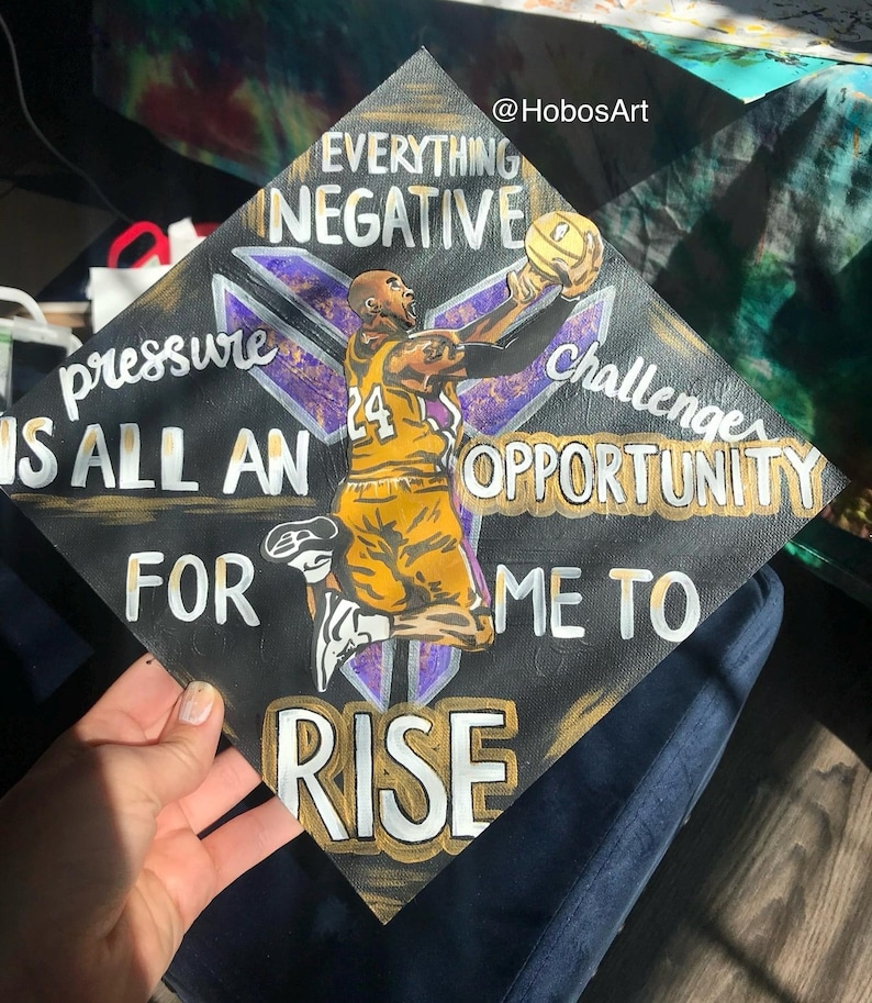 Men’s Hand-painted, Custom Graduation Caps, Cap Topper, Grad Cap for ...