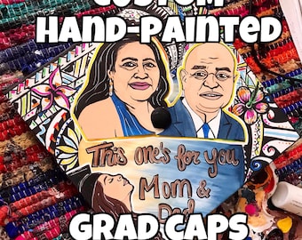 Custom Graduation Caps, Hand-Painted, Cap Topper, Grad Cap