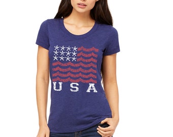 Ladies USA Nautical American Flag t-shirt