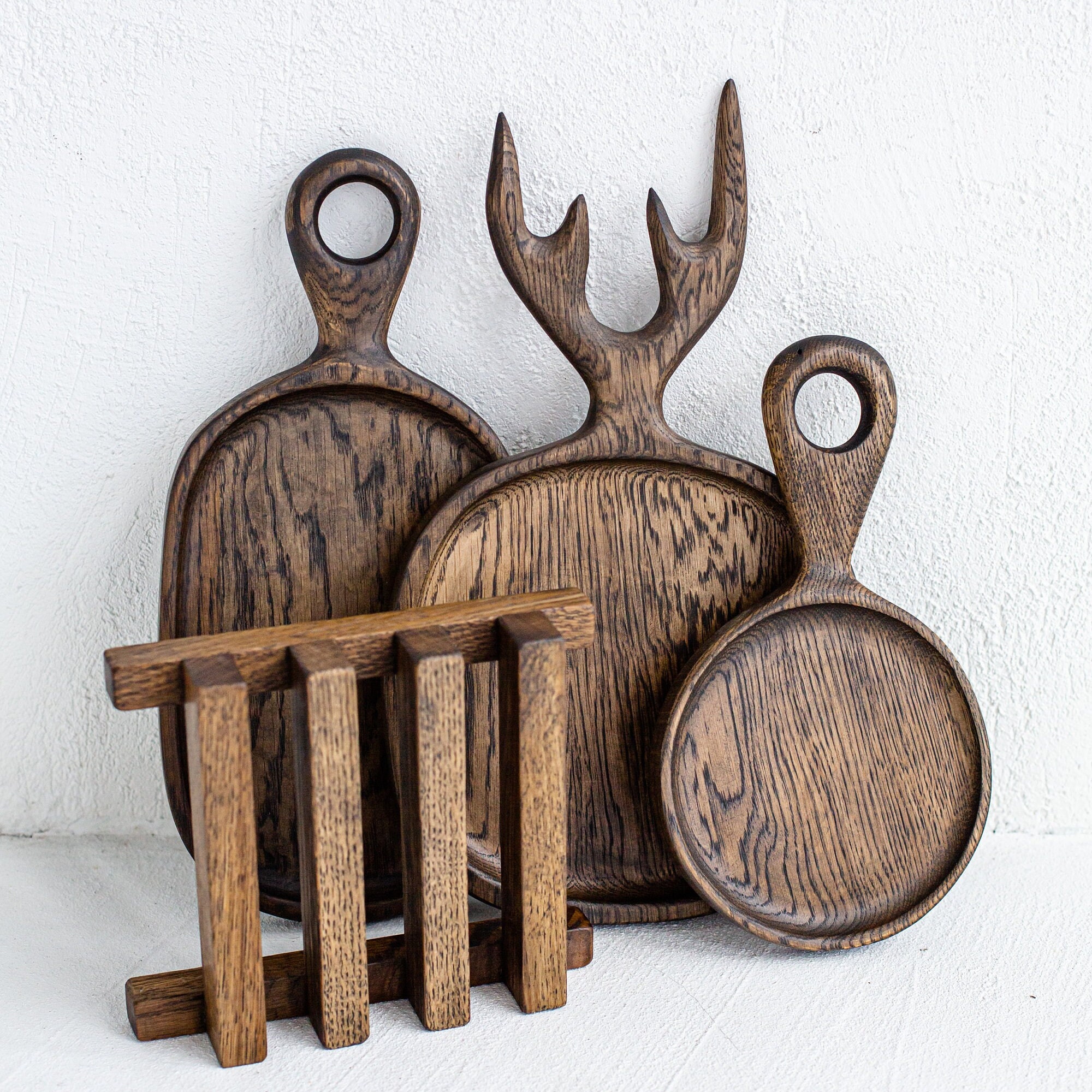 Cutting board set of 4 Wooden gift Vintage cutting board Etsy