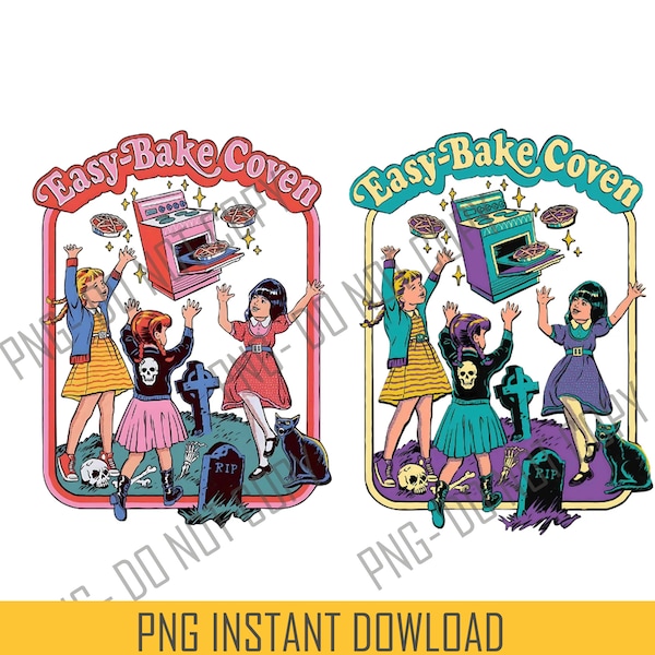 BUY 1 GET 2-Retro Vintage 90s Easy Bake Coven png, Friends Character Horror png, Download Digital