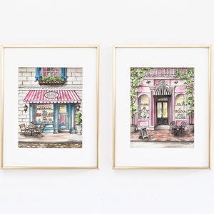 French Bakery, Art Print Set, Watercolor, Hand Painted, French Patisserie, Paris Watercolor, Parisian Wall Art, Gift for Her, Emily in Paris