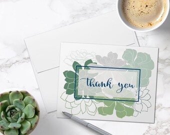 Succulent Botanical Note Cards, Set of 10