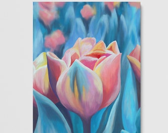 Tulip Stretched Canvas Art Print, Oil Painting
