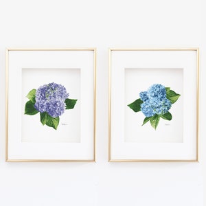 Set of 2-Hydrangea Art Prints-8x10-11x14-16x20-Painting-Wall Art-Green-Very Peri-Purple-Blue-Decor-Garden-Preppy-Botanical-Flowers-Floral