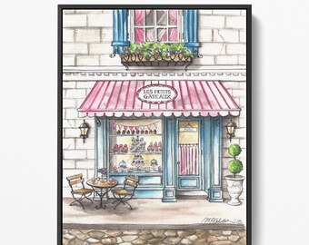 Les Peits Gateaux Canvas Art Print, Parisian Wall Art
