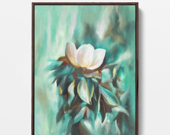 Morning Magnolia Stretched Canvas Art Print Set, Oil Painting