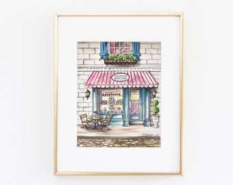 Les Petits Gateaux, Giclee Print, Watercolor, French Bakery, Patisserie, Painting, Gift for Her, Parisian Wall Art, Wall Art, Emily in Paris