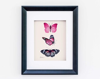 Butterfly Watercolor Art Print, Garden Insect Giclée