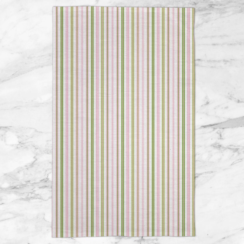 Stripe-Pink-Green-Tea Towel-Guest Towel-Powder Bath-Towel-Tea Towel Set-Kitchen Towel-Kid-Bath-Kids-Baby-Gift-Coordinate-Compliment-Accent