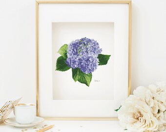 Purple Hydrangea Giclée Art Print-Botanical-8x10-11x14-16x20-Flower Art-Garden-Painting-Traditional-Wall Art-Home Decor-Floral-Garden-Flower