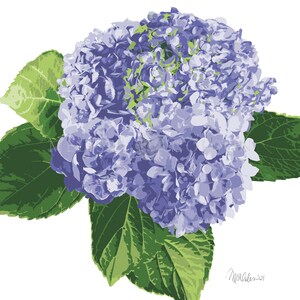 Set of 2-Hydrangea Art Prints-8x10-11x14-16x20-Painting-Wall Art-Green-Very Peri-Purple-Blue-Decor-Garden-Preppy-Botanical-Flowers-Floral image 3