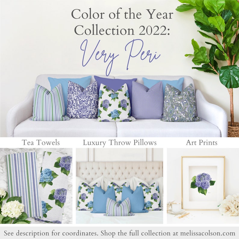 Set of 2-Hydrangea Art Prints-8x10-11x14-16x20-Painting-Wall Art-Green-Very Peri-Purple-Blue-Decor-Garden-Preppy-Botanical-Flowers-Floral image 2