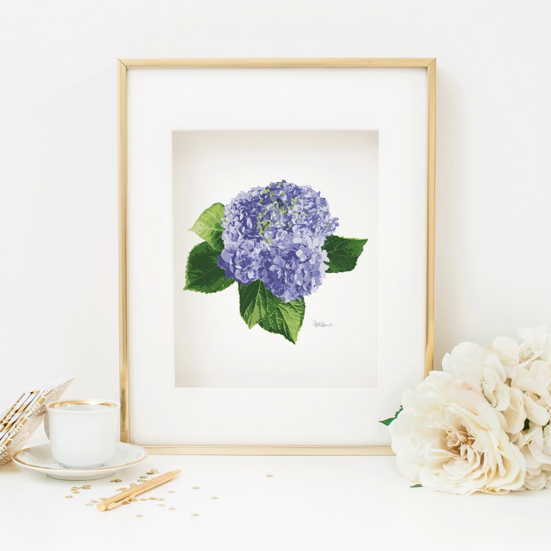 Set of 2-Hydrangea Art Prints-8x10-11x14-16x20-Painting-Wall Art-Green-Very Peri-Purple-Blue-Decor-Garden-Preppy-Botanical-Flowers-Floral image 5