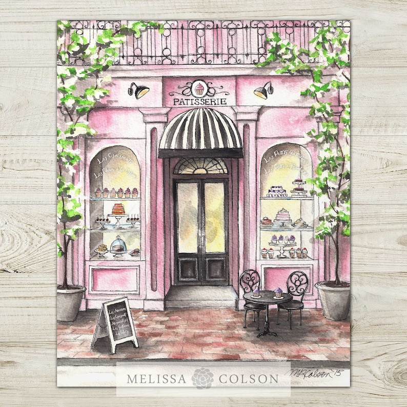 French Patisserie Watercolor Print, Parisian Wall Art image 2