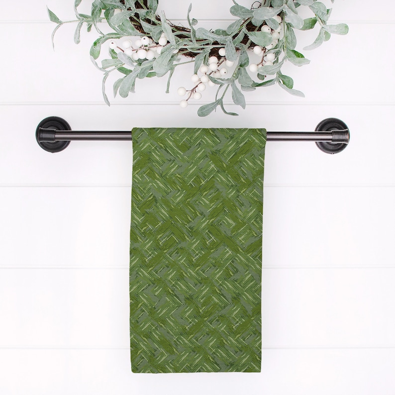 Herringbone Textured Tea Towel-Green-Kitchen Towel-Guest Towel-Watercolor-Tea Towel Set-Texture-Cotton-Simple-Pink-Coordinate-Mix and Match
