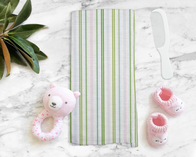 Stripe-Pink-Green-Tea Towel-Guest Towel-Powder Bath-Towel-Tea Towel Set-Kitchen Towel-Kid-Bath-Kids-Baby-Gift-Coordinate-Compliment-Accent