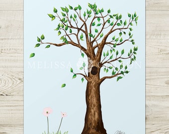 Woodland Tree Giclée Art Print, 8x10, 11x14, 16x20, Woodland Wonder, Forest Theme, Kids Art, Tree, Children's, Kids Decor, Leaves, Woods