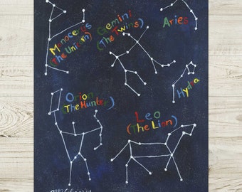 Constellations Giclée Art Print, Kids Room Decor