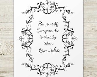 Oscar Wilde Quote Print, Inspirational Typography Art (Digital Download)