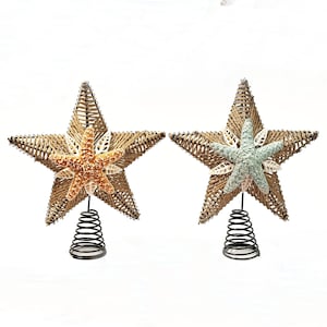 Coastal Seashell Starfish Christmas Tree Topper, Beach Holiday Tree Topper, Turquoise Tree Topper, Home Decoration, Christmas Gift