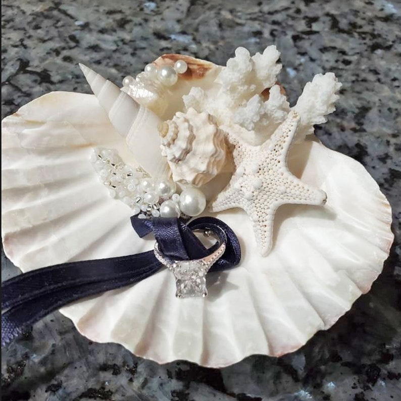 Seashell Ring Holder Beach Wedding Ring Holder Sea Shell Etsy