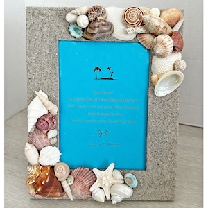 Beach Seashells Picture Frame, Seashells Conch Starfish Limpet Coastal Frame Decor, Wedding Gift, Shower Gift
