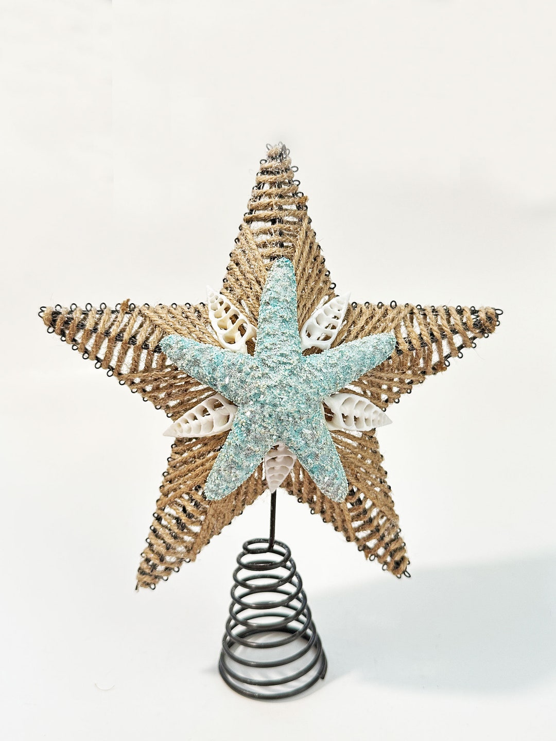 Seashell Starfish Christmas Tree Topper Coastal, Beach Holiday Topper