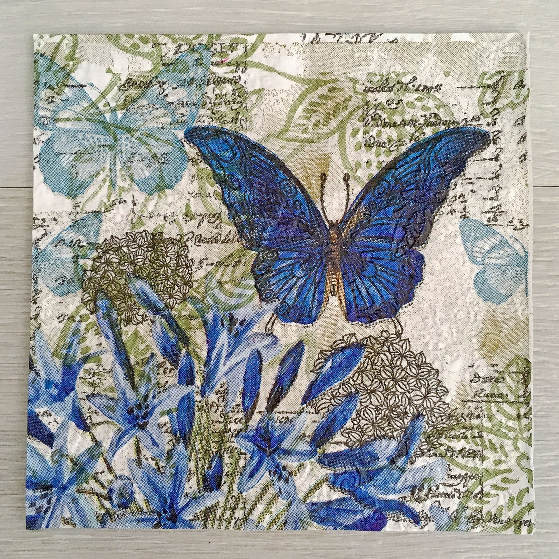 Blue Butterflies Cocktail Paper Napkins For Decoupage 3 Etsy