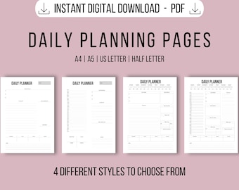 Minimalist Daily Planning Pages Printable | A4 & US Letter | Printable Planner | Daily Schedule Printable | To Do List | Minimalist Planner