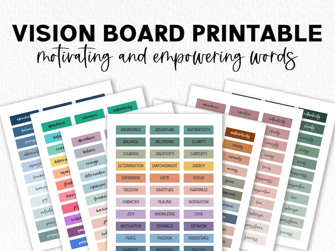 Vision Board Printable Words Positive Words Empowering Words Digital Vision Board Printable Words Positive Words Empowering Words Digital