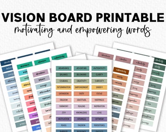 Vision Board Printable Words, Positive Words, Empowering Words, Digital Stickers, Planner Stickers, Vision Board Kit, Affirmation Words