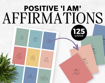 I Am Affirmation Cards | I Am Affirmation Cards Printable | Printable Affirmation Cards | Positive Affirmation Printable Cards | PDF Print