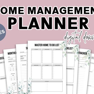Haushaltsplaner - Printable Home Management Planner - Planer Einlagen - Finanzen, Reinigung, Tagesplanung - Eucalyptus Design Planner
