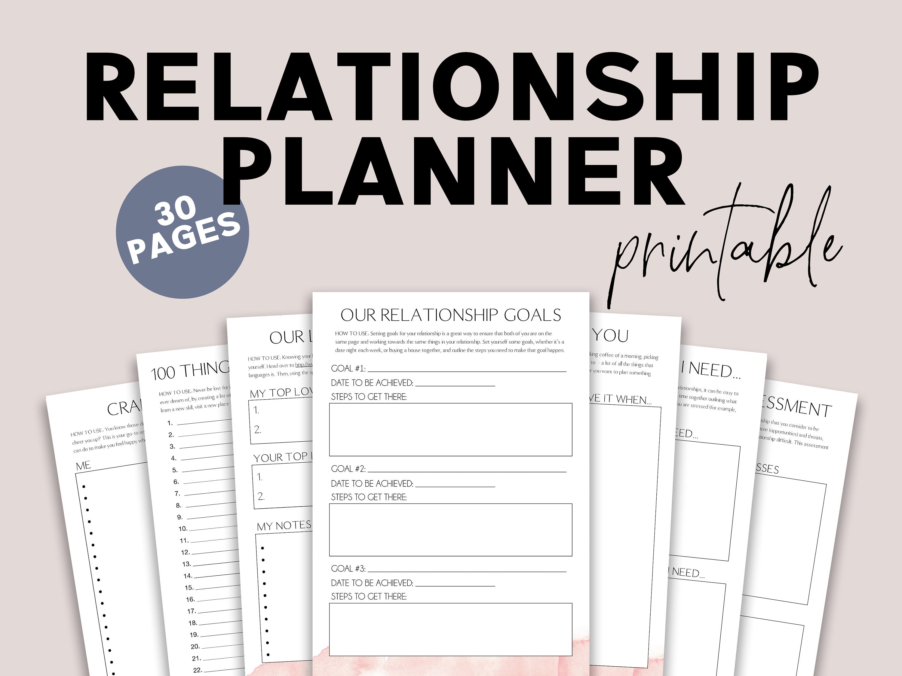 Relationship Planner - Fun Printable Journal for Couples - Etsy