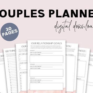 Couples Planner, Relationship Planner, Marriage Planner, Couples Questions, Relationship Questions, Printable Couples Planner, Happy Couple