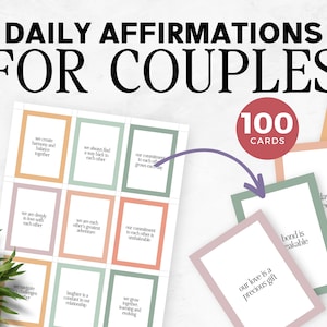 Afirmaciones para parejas PDF imprimible, Afirmaciones positivas para parejas, Tarjetas de terapia de pareja, Consejería de parejas, Tarjetas de relación PDF
