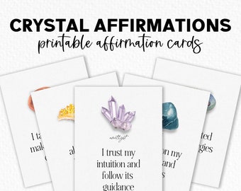 Positive Crystal Affirmations, Printable Affirmation Cards, Manifesting Crystal Cards, Printable Affirmations, Digital Download Affirmations