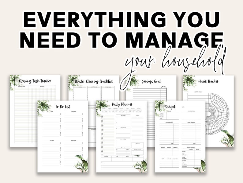 Home Management Planner Printable Home Management Planner Printable Planner Binder Inserts Family Planner Household Planner image 2