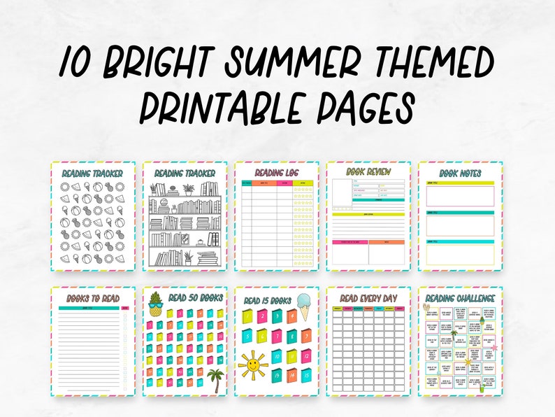 Summer Reading Tracker Bundle Printable Kids Summer Printable Printable Summer Reading Challenge Summer Reading Printable Tracker PDF image 3