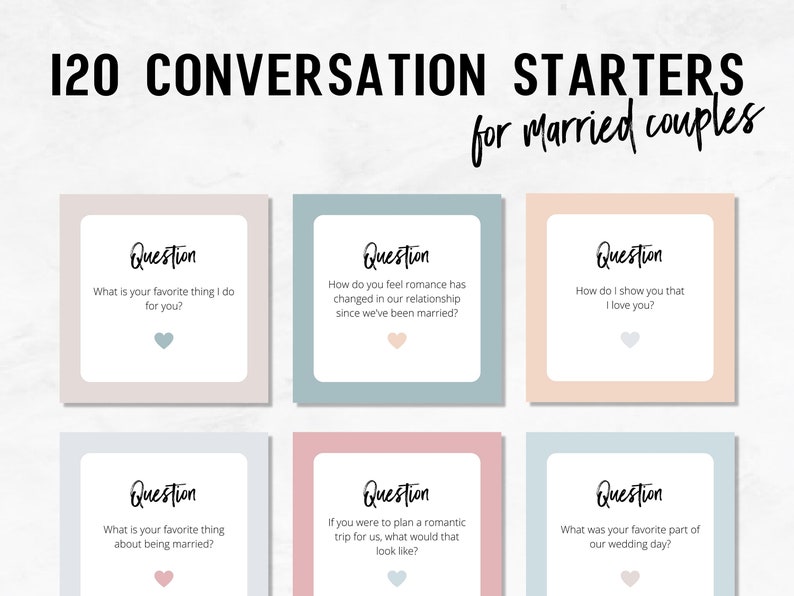 Conversation Starters for Married Couples Printable Etsy