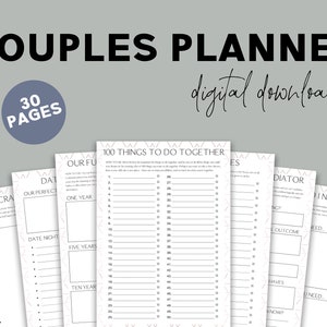 Couples Planner - Fun Printable Planner For Couples, Couples Activities, Happy Marriage Planner