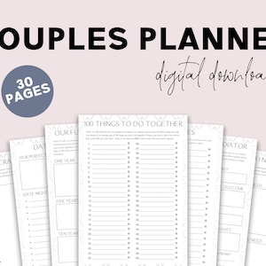 Couples Planner, Relationship Planner, Marriage Planner, Couples Questions, Relationship Questions, Printable Couples Planner, Happy Couple