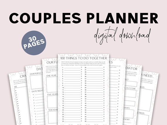 Couples Planner, Relationship Planner, Marriage Planner, Couples Questions, Relationship Questions, Printable Couples Planner, Happy Couple