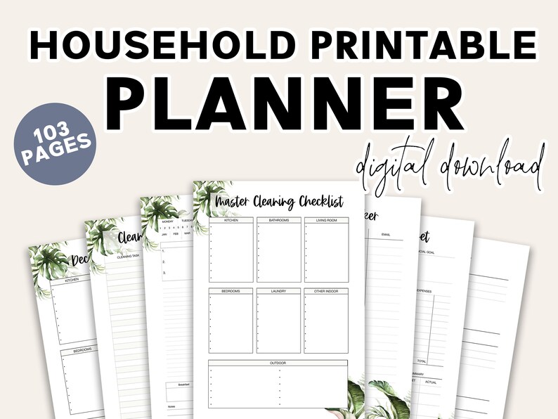 Home Management Planner Printable Home Management Planner Printable Planner Binder Inserts Family Planner Household Planner image 1