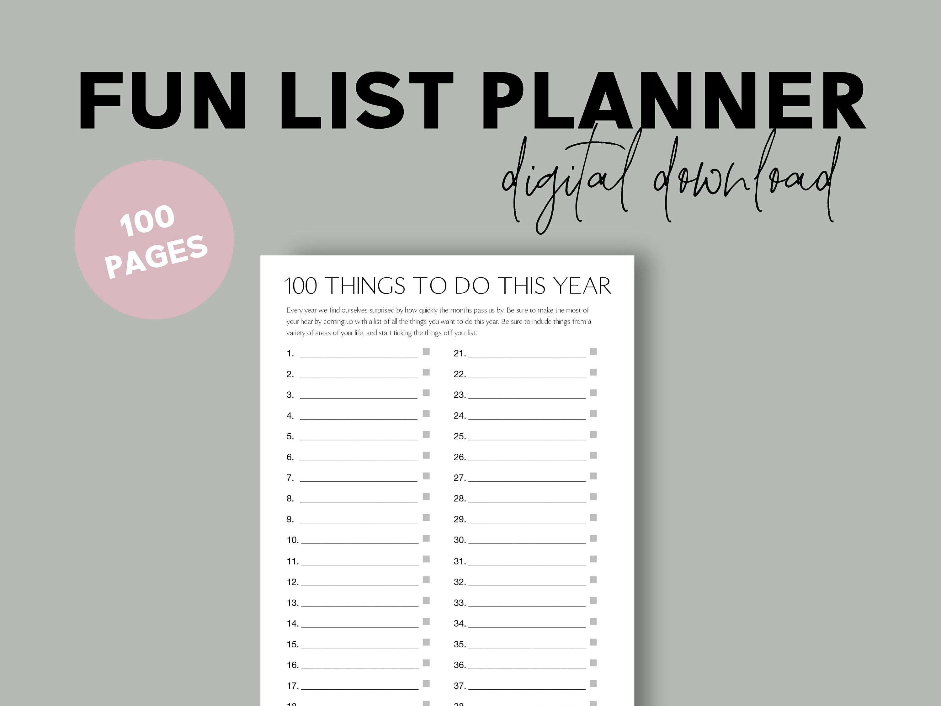 Fun List Planner Printable List Planner Lists To Write Fun Etsy Nederland